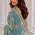 fetching sea-green embroidery work with real bits work fendy satin latest designer indian saree