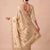 irresistible biege embroidery work with real bits work banarasi silk blend indian saree
