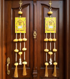 handmade shubh labh hanging with traditional cow design for home decoration pack of 2