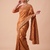 ravishing rust orange embroidery work with real bits work banarasi silk blend latest designer indian saree