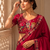 delightfully rani-pink embroidery work with real bits work fendy satin indian wedding and saree