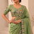 captivating pista green embroidery work with real bits work fendy satin latest designer indian ceremonial saree