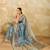 sky blue woven semi cotton silk banarasi saree with blouse