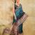 teal blue woven semi cotton silk banarasi saree with blouse