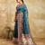 teal blue woven semi cotton silk banarasi saree with blouse