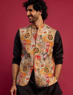 Men embroidered nehru jacket 1
