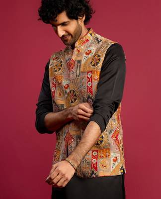 Men embroidered nehru jacket 3