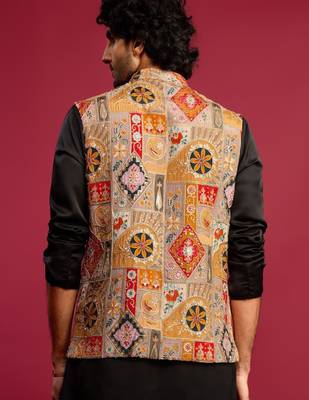 Men embroidered nehru jacket 4