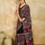 black mirror, printed chinon silk blend bollywood saree with blouse