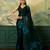 teal green printed satin bollywood saree with blouse