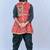 Men bandhani printed regular mirror work kurta with dhoti pants