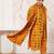 Men yellow rayon patola printed kurta & trouser with dupatta set