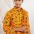 Men yellow rayon patola printed kurta & trouser with dupatta set