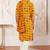 Men yellow rayon patola printed kurta & trouser with dupatta set