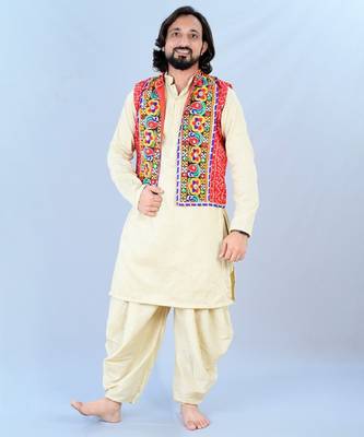 Men floral embroidered cotton nehru jacket 1