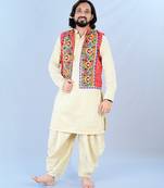 Men floral embroidered cotton nehru jacket
