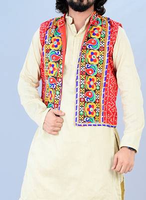 Men floral embroidered cotton nehru jacket 2