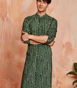 Bandhani printed band collar straight kurta