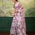 white, pink printed satin bollywood saree with blouse