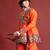 Ethnic motifs embroidered angrakha navaratri kediya with dhoti pants & dandiya - free size