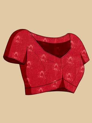 red printed silk blend bandhani saree with blouse 5