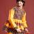Embroidered pleated mirror work kurta with dhoti pants & cap - free size