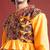 Embroidered pleated mirror work kurta with dhoti pants & cap - free size
