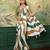 white, green striped crepe silk blend bollywood saree with blouse