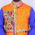 Bandhani printed mirror work mandarin collar anarkali kurta with dhoti pants