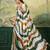 white, green striped crepe silk blend bollywood saree with blouse