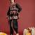 Men ethnic motifs embroidered pleated mirror work kediya set with cap & dandiya