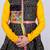 Bandhani printed mirror work mandarin collar anarkali kurta with dhoti pants