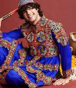 Men embroidered pleated mirror work kediya set with cap & dandiya- free size