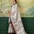 white, wine striped crepe silk blend bollywood saree with blouse