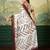 white, wine striped crepe silk blend bollywood saree with blouse