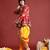 Men ethnic motifs embroidered pleated mirror work kediya set with cap & dandiya - free size