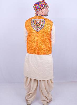 Men floral open front jacket with patchwork 3