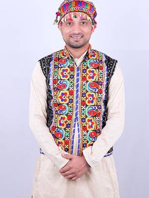 Men floral open front jacket with embroidered 2