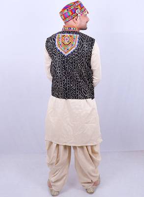 Men floral open front jacket with embroidered 3