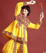 Ethnic motifs embroidered angrakha navaratri kediya with dhoti pants & dandiya - free size