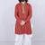 Ethnic motifs printed mirror work mandarin collar kurta with dhoti pants