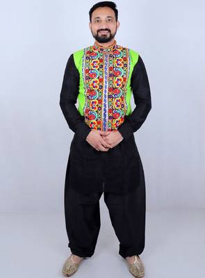 Men floral open front jacket with embroidered 1