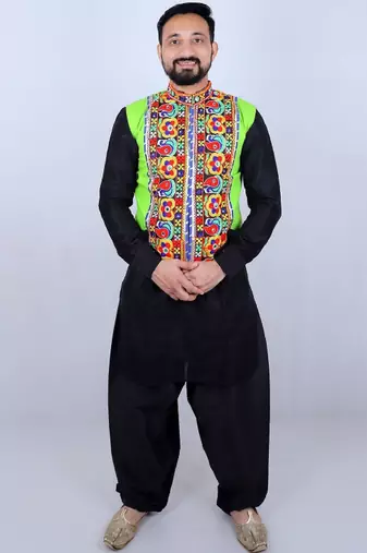 Men floral open front jacket with embroidered