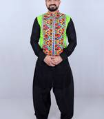 Men floral open front jacket with embroidered