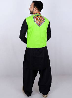 Men floral open front jacket with embroidered 3