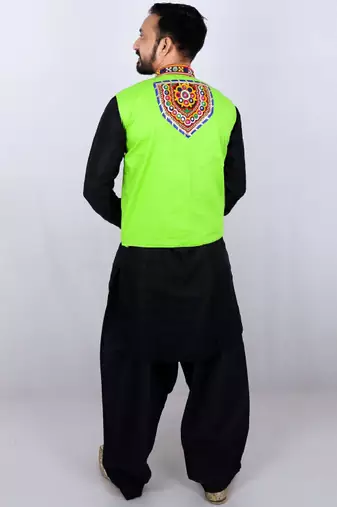 Men floral open front jacket with embroidered