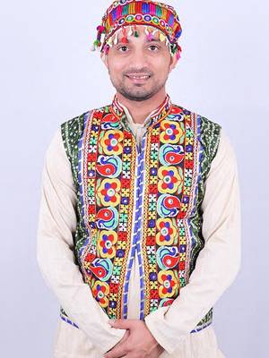 Men floral open front jacket with embroidered 2