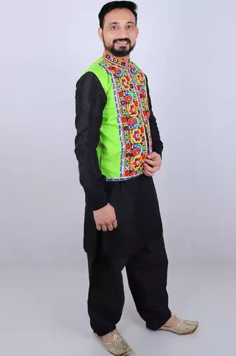 Men floral open front jacket with embroidered