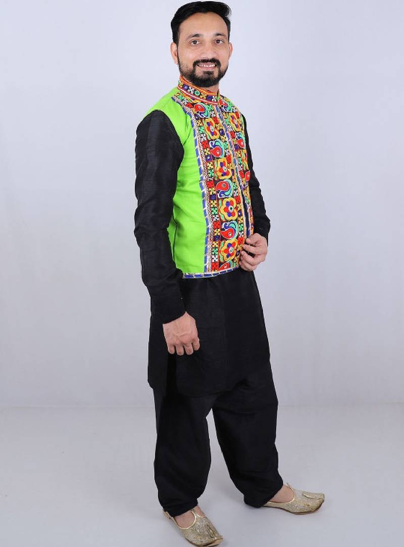 Men floral open front jacket with embroidered