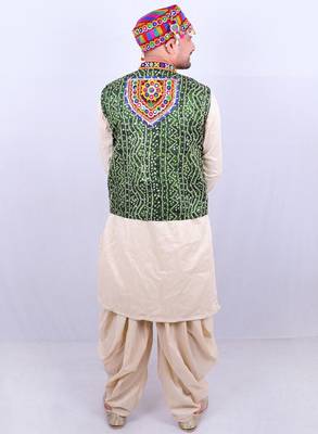 Men floral open front jacket with embroidered 3